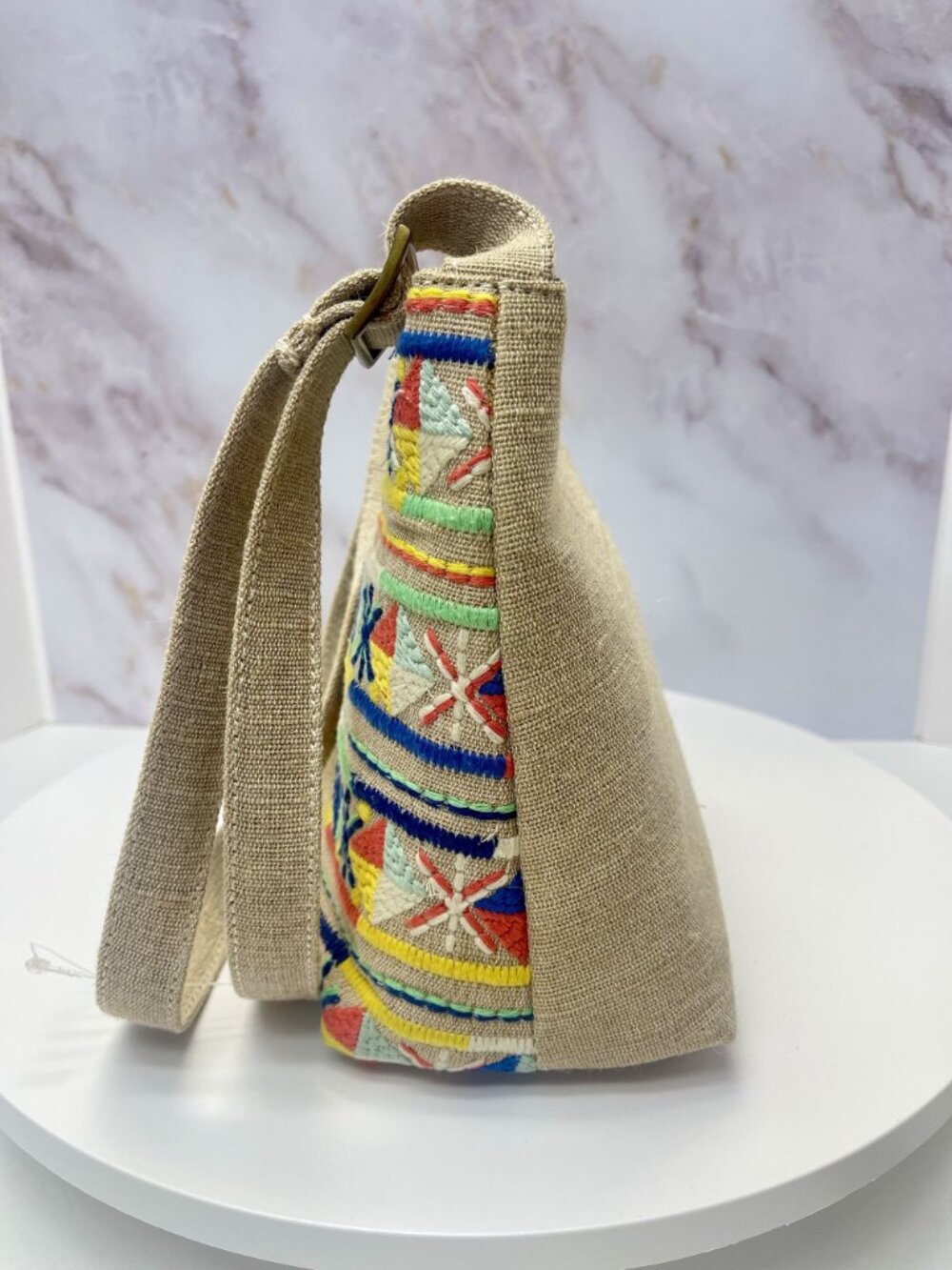 SONOMA Embroidered Boho Crossbody Bag Colorful Canvas Purse - Picture 4 of 10
